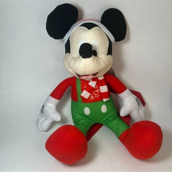 NWT Kids Mickey Mouse Plush Backpack Stuffed Toy Disney Holiday Christmas - Picture 1 of 9